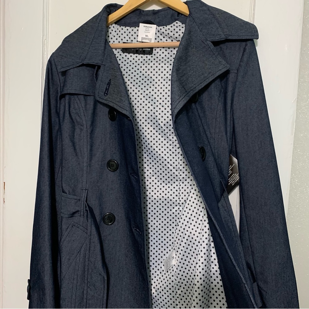 Denim Double Breasted Trench Coat Sz ML NWT by Sterlingwear of Boston